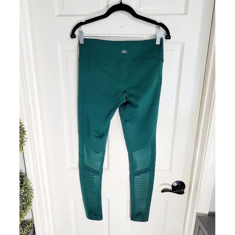 Alo Womens Green Pull On Moto Leggings Skinny Leg Elastic‎ Waist Size S - Picture 4 of 9